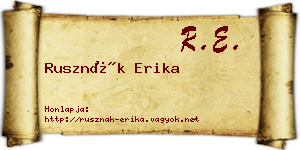 Rusznák Erika névjegykártya