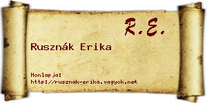 Rusznák Erika névjegykártya